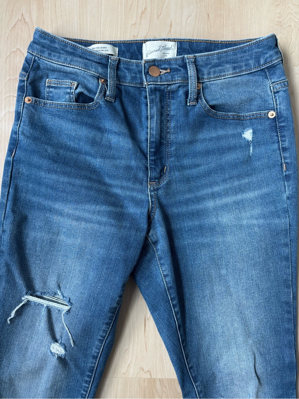 Universal Thread High Rise Skinny Distressed Blue Jeans - Picture 7 of 15